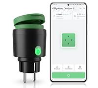 Presa corrente da esterno, Presa di corrente Wifi intelligente controllo vocale e orologio con timer, adatta per giardino, terrazza, balcone, funziona Alexa/Google Home, IP44 Waterproof，1 Confezione