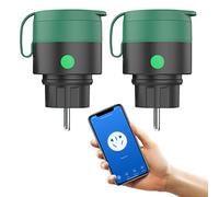 Presa corrente da esterno, Presa di corrente Wifi intelligente controllo vocale e orologio con timer, Adatta per giardino, terrazzo, balcone, funziona Alexa/Google Home, IP44 Impermeabile,2 confezione
