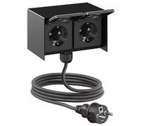 Presa da esterno doppia STEDDA con cavo da 2 m, IP44, acciaio inossidabile nero,