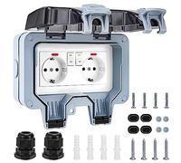 Presa da Esterno Impermeabile IP66 Prese Elettriche con Interruttore Spia di Controllo Resistente Alle Intemperie per Cucina Bagno Garage e Giardino