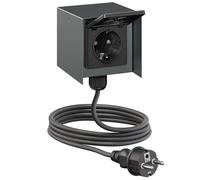 Presa da esterno singola STEDDA con cavo da 2 m, IP44, in acciaio inossidabile,