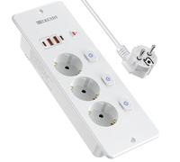 Presa da incasso a scomparsa, 3 prese commutabili singolarmente, 2 USB-C PD20W + 2 USB-A QC3.0, protezione da sovraccarico, cavo da 2 m, presa da tavolo per scrivania/cucina/ufficio, bianco, max. 3250