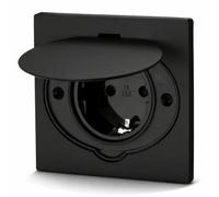 Presa da incasso in acciaio inox, IP44, coperchio ribaltabile, morsetto, nero