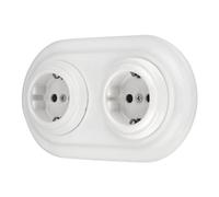 Presa da incasso in porcellana, stile retrò, a 2 prese, All-in-One, set serie PR1, colore: bianco