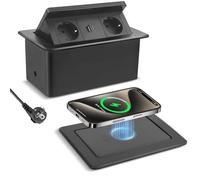 Presa da incasso per cucina con caricabatterie wireless da 15W e USB C PD20W, presa da incasso a 2 prese, presa da tavolo, caricabatterie rapido pop-up per tavolo da ufficio