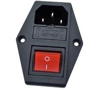 Presa da incasso per dispositivi freddi C14, con interruttore rosso e due fusibili, 3 pin 220 - 250 V/10 A, presa per dispositivi di raffreddamento, presa 3 in 1 con interruttore, illuminato