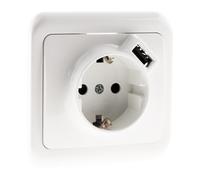 Presa da incasso Schuko 16A + USB A, colore: Bianco - Antaria - Zenitech