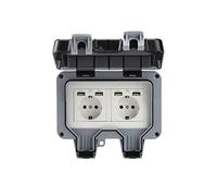 Presa da Muro Esterno Doppia con USB Impermeabile Resistente Presa Elettrica con Scatola da Parete (Doppio)