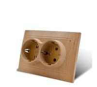 Presa da muro per montaggio a incasso,Set di prese elettriche da muro,Prese elettriche da muro interno 250V AC 16A,Doppio inserto da incasso e coperchio,Presa incasso venature del legno presa a terra