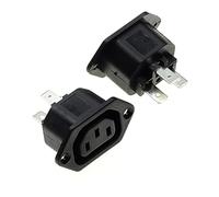 Presa da Pannello IEC a Flangia Fissa - Nero, Confezione da 2 - AC 250V 10A 320 C13 Connettore Femmina di Montaggio a 3 Pin Spina di Ingresso Modulo di Alimentazione Dritta