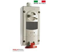 PRESA DA PARETE 4 POLI DISPOSITIVO DI BLOCCO E FUSIBILE"POLYPOOL" MADE IN ITALY