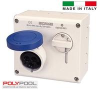PRESA DA PARETE CEE 3 POLI CON DISPOSITIVO DI BLOCCO "POLYPOOL" MADE IN ITALY