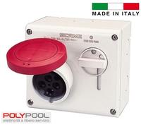 PRESA DA PARETE CEE 4 POLI CON DISPOSITIVO DI BLOCCO "POLYPOOL" MADE IN ITALY