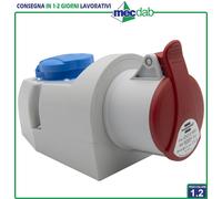 Brennenstuhl Presa elettrica CEE 400 V/16 A 5 poli + Schuko, presa industriale copertura, interno/esterno, officina, garage