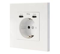 NANOCABLE 10.35.0012 - Base di presa da parete tipo schuko con 2 USB-C PD - MAX. 3,4 A, bianco