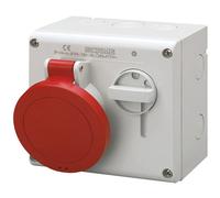 Presa da parete disp. blocco 16 A 3P+T IP44 380-415 V rossa Rosso