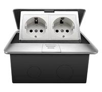 Presa da Pavimento a 2 Vie Con Presa da Incasso, Doppie Prese Impermeabili a Scomparsa per Tavolo, Ufficio, Ristorante - Argento