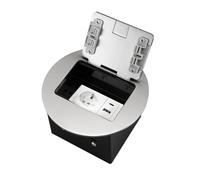 Presa da pavimento in acciaio inox, 16 A, 4000 W, CA 250 V, impermeabile, a scomparsa, rotonda, con spina europea, USB e tipo C, per ufficio e soggiorno