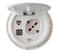 Techly Presa da Scrivania ad Incasso con 2 prese USB e RJ45 con Coperchio
