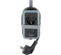 Presa da viaggio EU con USB-A & C da 20 W, avvolgicavo integrato, cavo da 1,4 m, con scomparto per cavi sul retro, ricarica contemporaneamente più dispositivi