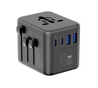 Presa da Viaggio Universale Globale da 45 W con 2 Porte USB-A e 2 Porte USB-C, Fusibile Autoripristinante, Stazione di Ricarica Multiporta Compatta