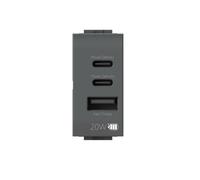 Presa di alimentazione USB A, USB C Living light 4BOX , colore antracite 20w.