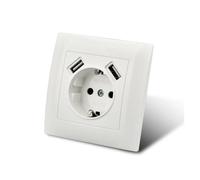 Presa di corrente 16A Presa elettrica standard UE Presa a muro con messa a terra standard Spine 86mm*86mm Plastica ignifuga(1 Socket and 2 USB)