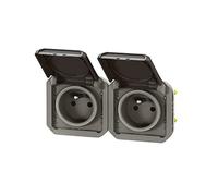 presa di corrente - 2 x 2p+t - orizzontale - antracite - componibile - legrand plexo 069842l