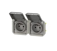 presa di corrente - 2 x 2p+t - orizzontale - grigio - componibile - legrand plexo 069562l