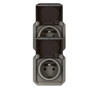 presa di corrente - 2 x 2p+t - verticale - antracite - componibile - legrand plexo 069843l