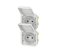 presa di corrente - 2 x 2p+t - verticale - bianco - componibile - legrand plexo 069643l