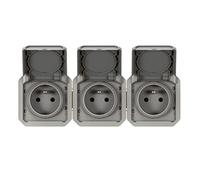 presa di corrente - 3 x 2p+t - orizzontale - grigio - componibile - legrand plexo 069564l