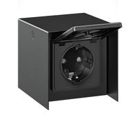 Presa di corrente da esterno 1-fold STEDDA IP44 acciaio inox nero Prese di