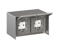 Presa a parete STEDDA IP44 in acciaio inox - Presa a parete resistente alle