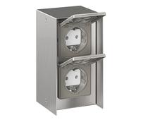 Presa di corrente da esterno 2 volte STEDDA IP44 in acciaio inox Prese verticali