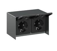 Presa di corrente da esterno a 2 ganci STEDDA IP44 acciaio inox antracite