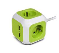 Presa di corrente quadrupla MagicCube, 2 ingressi USB 1.4m GreenBlue GB118