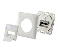 PRESA DI RETE DA INCASSO INSERTO CON PIASTRA CENTRALE E TELAIO CAT 6A 2 PORTE