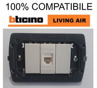 presa di rete dati rj45 cat6 bticino living AIR bianco con supporto e tappi