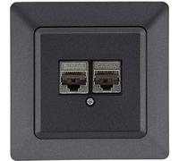 Presa di rete MILOS, 2x CAT6, antracite con cornice