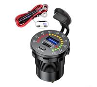Presa di ricarica doppia USB da 60 W con interruttore voltmetro LED, ricarica rapida .0 e TYPE-Cs PD, schermo di visualizzazione della tensione e pulsante di accensione per auto, moto, UTV Barca