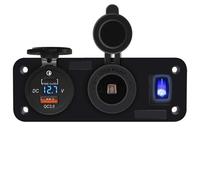 Presa di ricarica rapida USB doppia, pannello multiporta, sdoppiatore for accendisigari con voltmetro, interruttore for auto, moto, barca Barca(Blue Light)