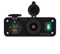 Presa di ricarica rapida USB doppia, pannello multiporta, sdoppiatore for accendisigari con voltmetro, interruttore for auto, moto, barca Barca(Green Light)