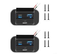Presa di ricarica USB da 12 V per auto, barca e uso marittimo con Quick Charge 3 0 e Power Delivery 3 0, include interruttore per la gestione dell'alimentazione (2 pezzi)