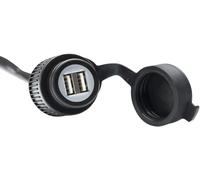 SW-Motech Doppia porta di alimentazione USB con cablaggio - 2.000 mA. 12 V., nero