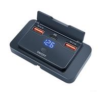 Presa di ricarica USB per auto, 3 porte, 12 V-24 V, con ricarica rapida PD 20 W, doppia porta USB, interruttore di alimentazione e copertura antipolvere per auto, camion, barche, camper, montaggio