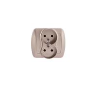 Presa doppia 16A con/e IP20 Satin Simon Akord AGZ2/29
