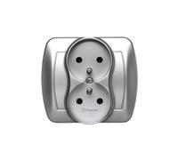 Presa doppia 16A IP20 con mascherina Simon Akord AGZ2Z/26