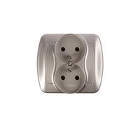 Presa doppia alluminio 16A IP20 Simon Akord AGZ2/26
