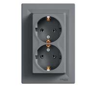 Presa doppia Asphora SCHUKO acciaio con telaio EPH9900162